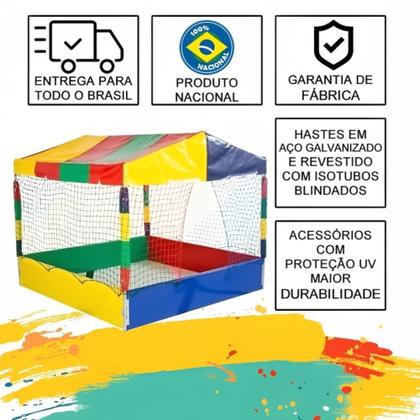 Imagem de Kit Completo de Diversão Cama Elástica 1,40m Piscina De Bolinhas 1,50m Escorrega Médio