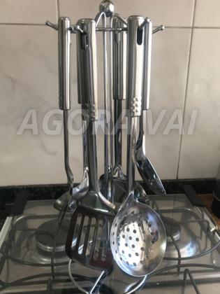 Imagem de Kit completo de utensilios de cozinha 7 peças 100% aço inoxidável