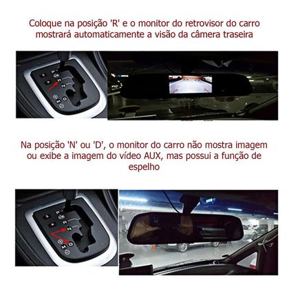 Imagem de Kit Completo Espelho Retrovisor LCD 4.3 + Câmera de Ré Celta 2011 2012 2013 2014 2015