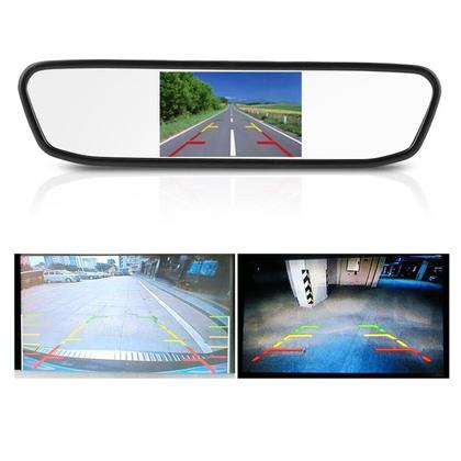 Imagem de Kit Completo Espelho Retrovisor LCD 4.3 + Câmera de Ré Uno Fire 2005 2006 2007 2008 2009 2010 2011 2012 2013 2014