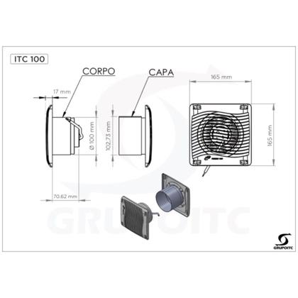 Imagem de Kit Completo Exaustor Banheiro + Duto 70cm 100mm + Grade ITC