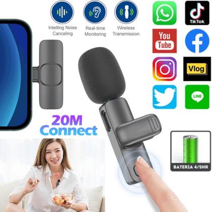 Imagem de Kit Completo Gravação Luz Ring Light com Tripé Microfone Sem Fio Tipo-C Profissional Celular Vídeos