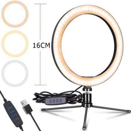 Imagem de Kit Completo Gravação Luz Ring Light com Tripé Microfone Sem Fio Tipo-C Profissional Celular Vídeos