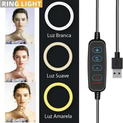 Imagem de Kit Completo Gravação Luz Ring Light com Tripé Microfone Sem Fio Tipo-C Profissional Celular Vídeos