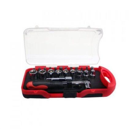 Imagem de Kit completo jogo com 19 pecas- catracas, soquetes e pontas- 1/4'' eda 9jg