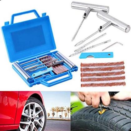 Imagem de Kit Completo Jogo Macarrão Reparar Remendo Pneu Moto Carro bicicleta