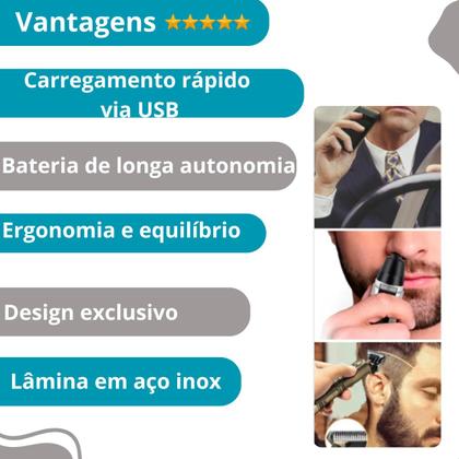 Imagem de Kit Completo Kemei Profissional com Aparador de Cabelo e Barbeador Ajustável
