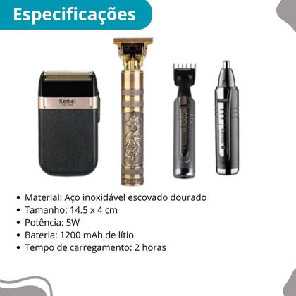 Imagem de Kit Completo Kemei Versátil: Barbeador Portátil e Aparador Azul