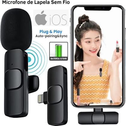 Imagem de Kit Completo Luz Led Tripé Microfone Sem Fio para Iphone Gravação Vídeo Profissional Celular