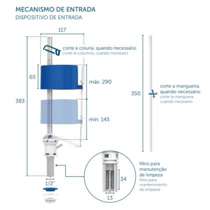 Imagem de Kit Completo p/ Caixa Acoplada Blukit Acionamento Superior