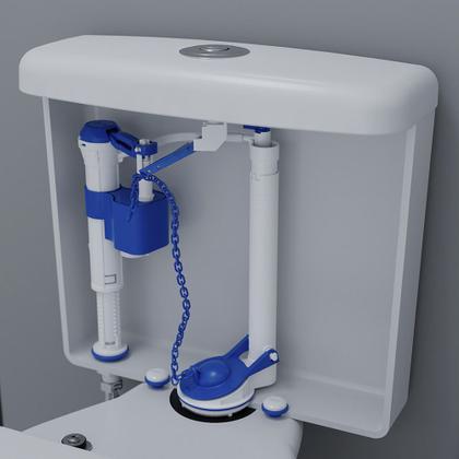 Imagem de Kit Completo para Caixa Acoplada Blukit com Acionamento Superior Cromado
