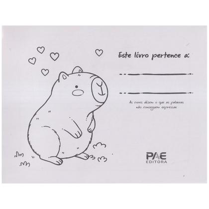 Imagem de Kit Completo Para Colorir Livro Estilo Bobbie Goods Capivaras Capa Dura Amarelo Espiral Acetato 150G + 24 Canetas Touch