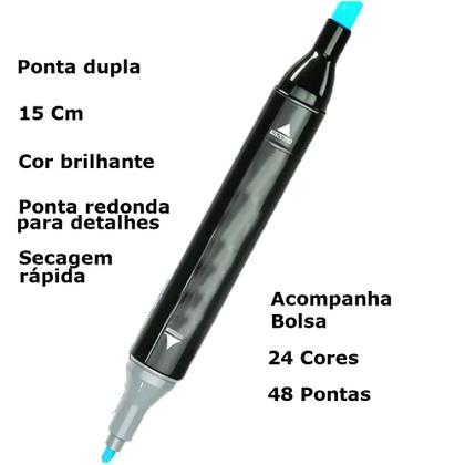 Imagem de Kit Completo Para Colorir Livro Estilo Bobbie Goods Ursinhos Capa Dura Espiral Acetato 150g 24 Canetas Touch C/ Bolsa