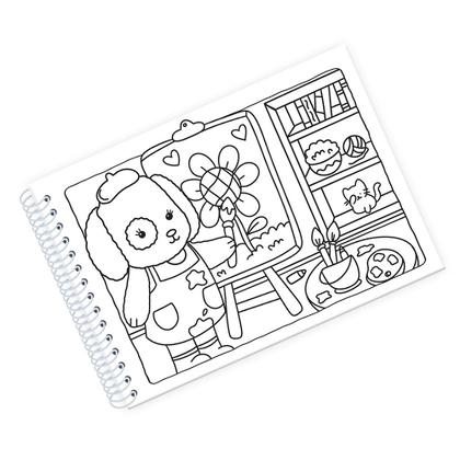 Imagem de Kit Completo Para Colorir Livro Estilo Bobbie Goods Ursinhos Capa Dura Espiral Acetato 150g 24 Canetas Touch C/ Bolsa