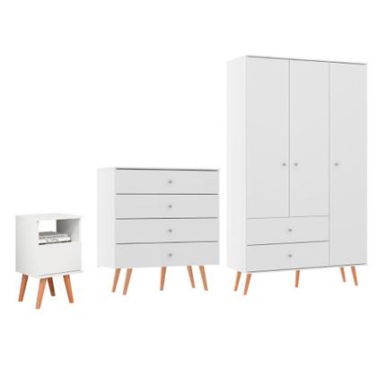 Imagem de Kit Completo para Quarto Guarda Roupa Cômoda Mesa Retrô Menu Móveis