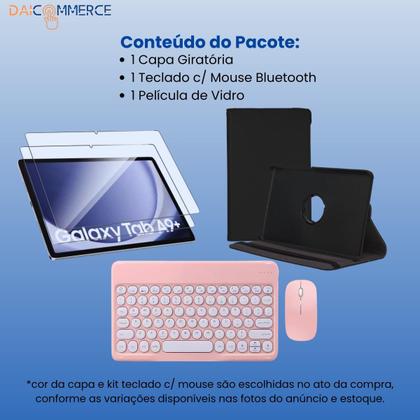 Imagem de Kit Completo para Tablet Samsung A9 Plus: Capa Giratória, Teclado Bluetooth, Mouse e Película