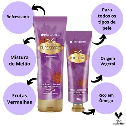 Imagem de Kit Completo Phytoderm Pure Secret Body Splash 200ml + Creme Hidratante 60g + Loção Corporal 200ml