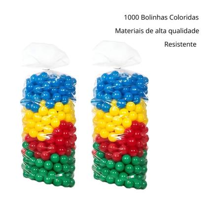Imagem de Kit Completo Piscina de Bolinhas 1,50m 1000 Bolinhas Coloridas Escorregador Médio Gangorra 1 Lugar