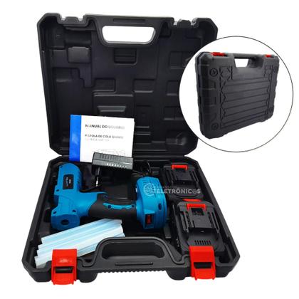 Imagem de Kit Completo Pistola Cola Quente Profissional Bateria 21V e Fonte Bivolt LWJ265