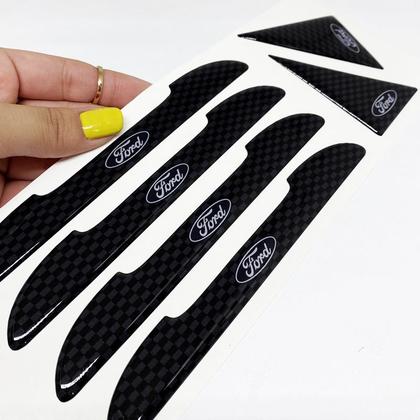 Imagem de Kit Completo Protetor Maçaneta Fibra Carbono Alto Relevo