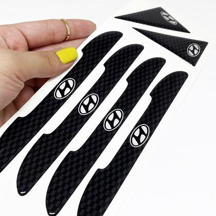 Imagem de Kit Completo Protetor Maçaneta Fibra Carbono Alto Relevo