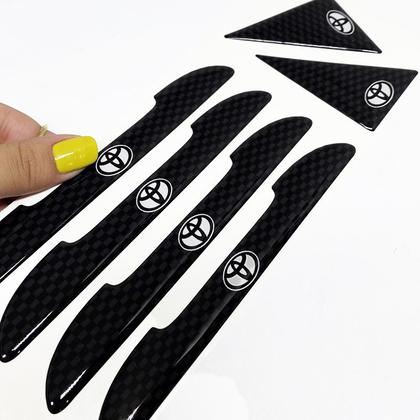 Imagem de Kit Completo Protetor Maçaneta Fibra Carbono Alto Relevo