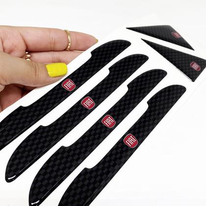 Imagem de Kit Completo Protetor Maçaneta Fibra Carbono Alto Relevo