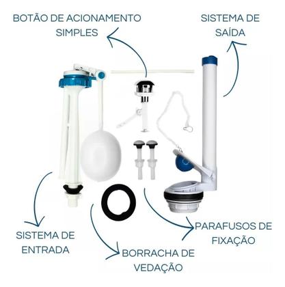 Imagem de Kit Completo Reparo Simples Entrada e Saída Caixa Acoplada Para o Vaso Logasa 1.6gpf 6.0lpf