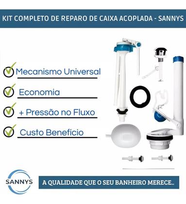 Imagem de Kit Completo Reparo Simples Entrada e Saída Caixa Acoplada Para o Vaso Logasa 1.6gpf 6.0lpf