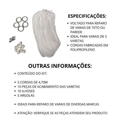 Imagem de Kit Completo Reposição Varal de teto com 23,5m de corda