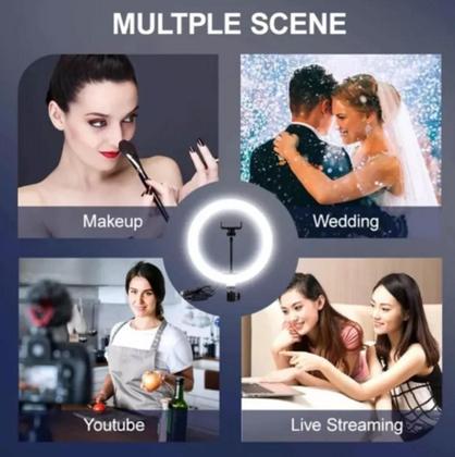 Imagem de Kit Completo Ring Light 10 26cm com Tripé grande profissional