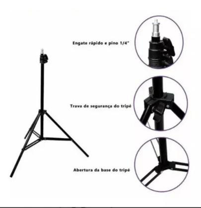 Imagem de Kit Completo Ring Light 10 26cm com Tripé grande profissional