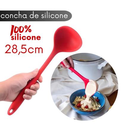 Imagem de Kit Completo Silicone Espátula Colher Concha Escumadeira Cozinhar sem Riscar Panelas