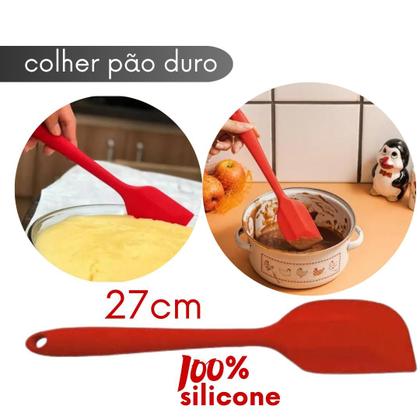 Imagem de Kit Completo Silicone Espátula Colher Concha Escumadeira Cozinhar sem Riscar Panelas
