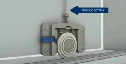 Imagem de Kit Completo Sistema de Portas de Correr com Sustentação Inferior  Roldanas Zamac 40mm