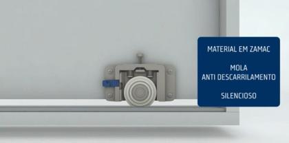 Imagem de Kit Completo Sistema de Portas de Correr com Sustentação Inferior  Roldanas Zamac 40mm