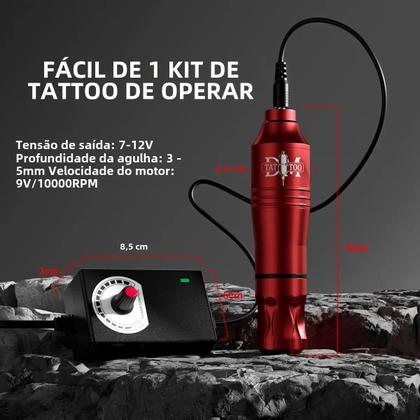 Imagem de Kit completo Tattoo Pen Machine com fonte de alimentação, tintas Rotary Set para iniciantes, 10pcs