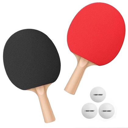 Imagem de Kit Completo Tênis De Mesa 2 Raquetes 3 Bolas E Rede Sensei Star