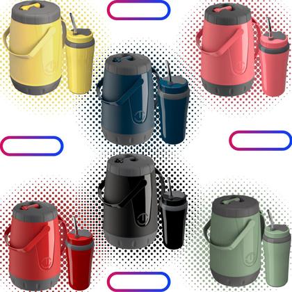 Imagem de Kit Completo Tereré Garrafa Jarra Pávia Unitermi Copo Térmico Com Bomba Inox Erva Black ErvaMate Escolha