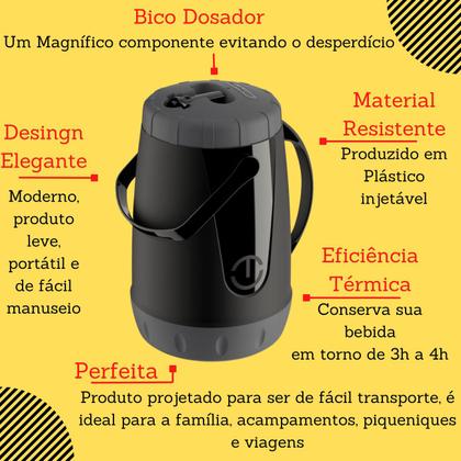 Imagem de Kit Completo Tereré Garrafa Jarra Pávia Unitermi Copo Térmico Com Bomba Inox Erva Black ErvaMate Escolha