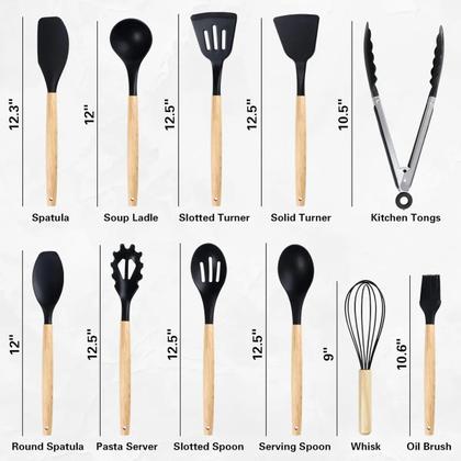 Imagem de Kit Completo Utensílios De Cozinha Silicone Facas 19 Peças
