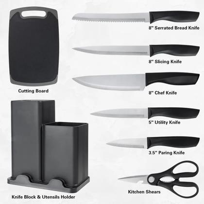Imagem de Kit Completo Utensílios De Cozinha Silicone Facas 19 Peças