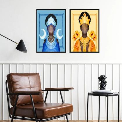 Imagem de Kit Composição 2 Quadros Candomblé - Iansã e Iemanjá 33x24cm
