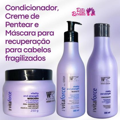 Imagem de Kit Cond, Creme de Pentear e Máscara pra Cabelo com Queda, Fragilizado e Danificado Pós Progressiva 850ml