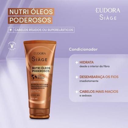 Imagem de Kit Condicionador e Leave In Elixir Nutrição Nutri Óleos Poderosos Eudora Siàge