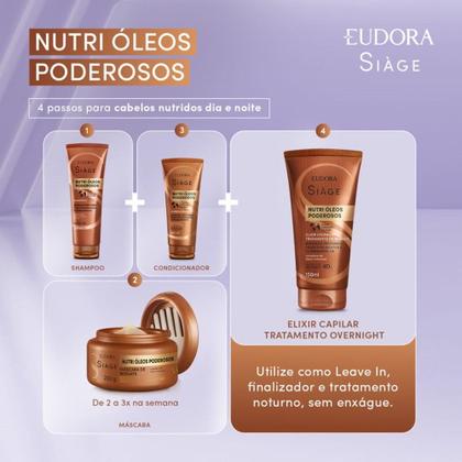 Imagem de Kit Condicionador e Leave In Elixir Nutrição Nutri Óleos Poderosos Eudora Siàge
