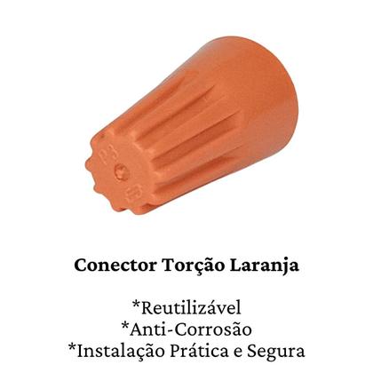 Imagem de Kit Conector Torção Emenda Isola 100 Amarelo + 100 Laranja Terminal Elétrico Condutores Torcao Isolado Fiação Fios Cabos