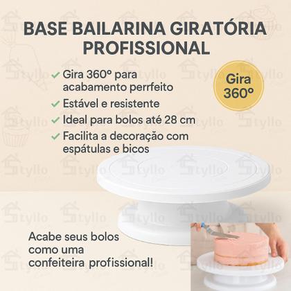 Imagem de Kit Confeitaria Profissional Completo Base Para Bolo Bailarina Giratória Bicos Decorativos Cortador