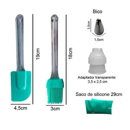 Imagem de Kit Confeiteiro Pincel, Espatula, Bisnaga, Adaptador, Bicos