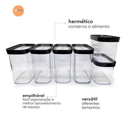 Imagem de Kit Conjunto 06 Potes Herméticos Para Mantimentos Acrílico